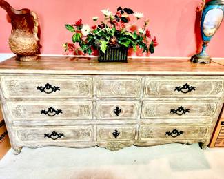 Vintage French Provincial style bleached wood chest