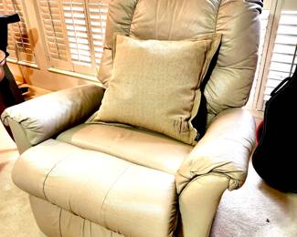 Beige leather recliner