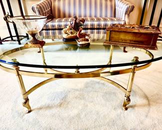 Mid century brass and glass coffee table