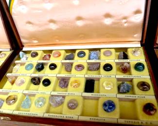 Boxes of semiprecious small stones