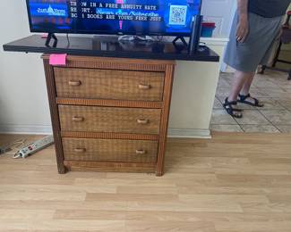 Small rattan chest of drawers  matches with many pieces to create a set 