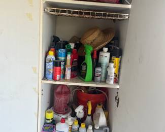 Many tools, Cleaning supplies, paint and painting  supplies 