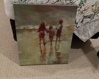 3 children at the beach painting