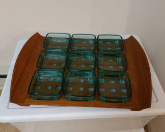 appetizer tray with interlocking dishes. good for condiments and/or trail mix combos