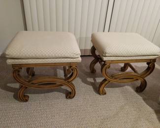 2 old fashioned wood ottomans