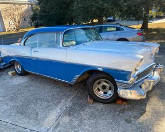1956 Chevy Bel Air Sport Coupe - 5 Speed transmission - 2nd Owner - original colors (repainted last 5 years), new engine and transmission - $ 38,500 - WILL NOT reduce on Saturday.