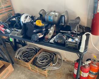 Grinder, Vice, Air Compressor, Skill Saws, Sanders, Drills