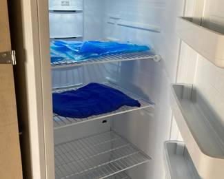 Inside look at Insignia upright Freezer, Model NSUZ14XWH7