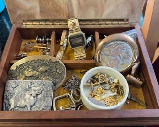 Sterling silver and 18K jewelry. Vintage watches and tons of great costume jewelry!