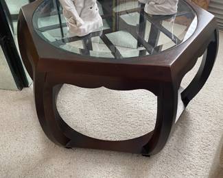 Glass / Wood End Table $ 70.00