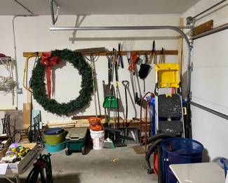 Wreath, Yard Tools & Ladder