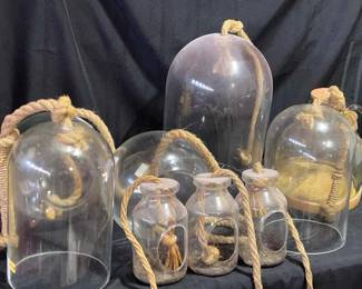 Set of three large glass dome displays 