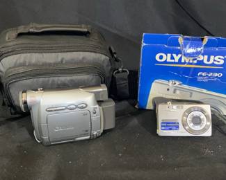 Canon ZR200 Digital Video Camera & Olympus FE-230 Digital Camera