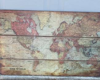 Stanfords map of America Vintage Large wooden plaque world map 