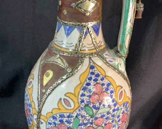 Vintage Painted Pottery Ewer
