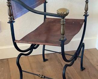 Wrought Iron And Brass Savonarola Armchair