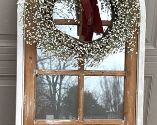Farmhouse Style Arched Mirror With Wreath