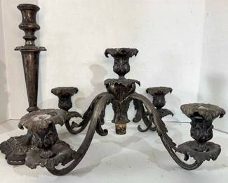 Silverplate Candleholder Pair