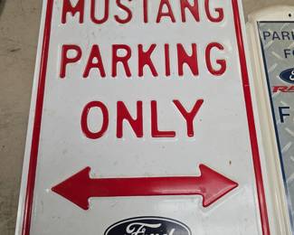 heavy enameled mustang parking only sign 