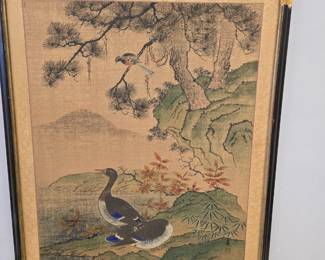large Japanese silk painting 