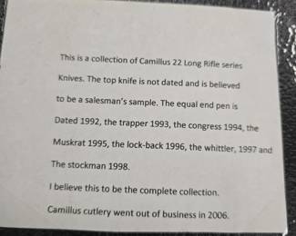 Camillus 22long rifle series collector knives one may be the salesman sampler 