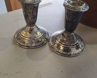 weighted sterling silver candle stick holders 