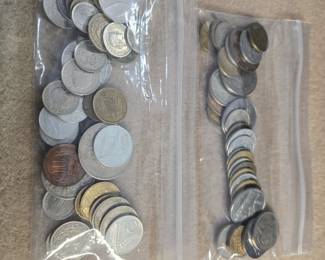 bag lots of misc foreign coins 
