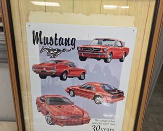 framed mustang metal sign 