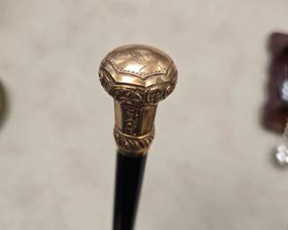 14k gf topped hand engraved walking stick 
