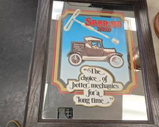 snap on advertising framed mirror 