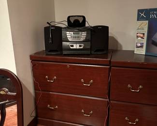 filing cabinet and portable stereo unit 