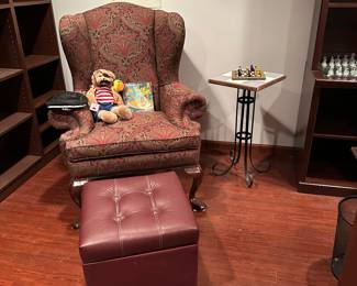 Wing Back Chair with Storage Ottoman 