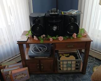 Nice Sharp Stereo System, Turn Table and Variety of 33 RPM Records