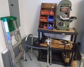 several ladders and tools