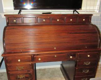 Pine roll top desk