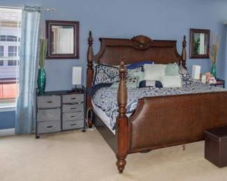 Hickory Wood Master King Bed Room Set includes Chest & Bureau (Dresser with Mirror) Great Condition! 