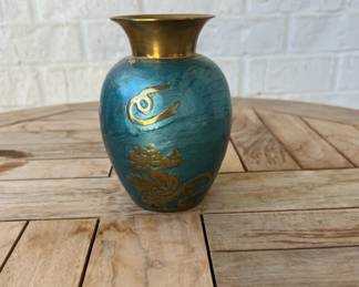Vintage - Chinese Cloisonné Brass Vase $20