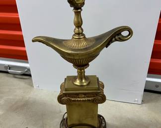 heavy brass and marble lamp stand $50