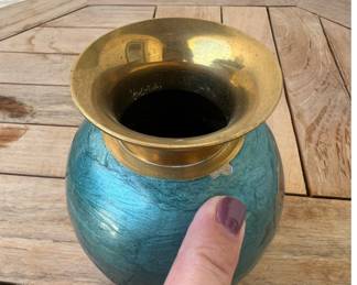 Vintage - Chinese Cloisonné Brass Vase $20