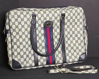 Gucci Supreme Navy Leather Canvas Travel Bag