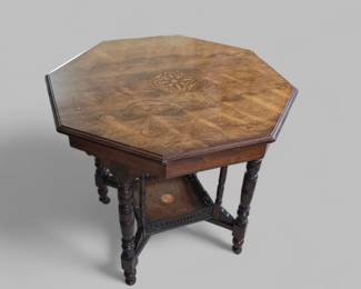 Antique Art Nouveau Rosewood Octagonal Table