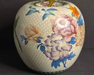 Chinese Cloisonne Apple Form Lidded Jar