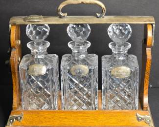 BETJEMANNS Tantalus, Crystal Decanters with Sterling Silver Tags