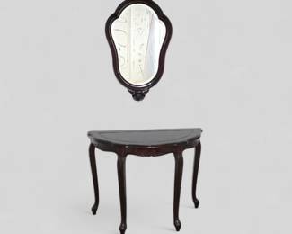 Asian Rosewood End Table and Mirror