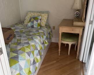 Twin bed and vanity with mirror.  So adorable!