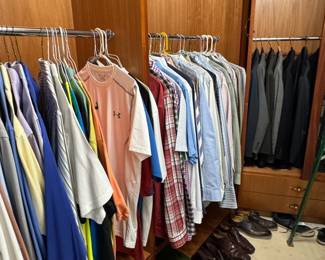 Lots of designer men's suits, shirts, shoes, golf shirts and more.
