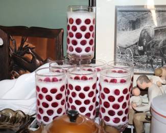Libbey Concord Cranberry Coin Glasses Tumblers 