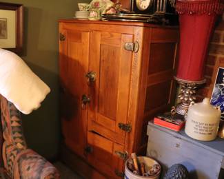 Antique Wood Ice Box  Refrigerator 