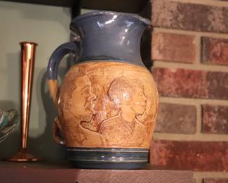 Winton Rosa Eugene Pottery Pitcher Folk Americana Africana Men 