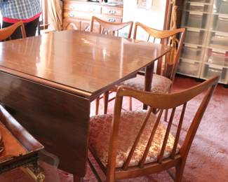 Keller MCM Dropleaf Extendable Dining Table & 4 Chairs